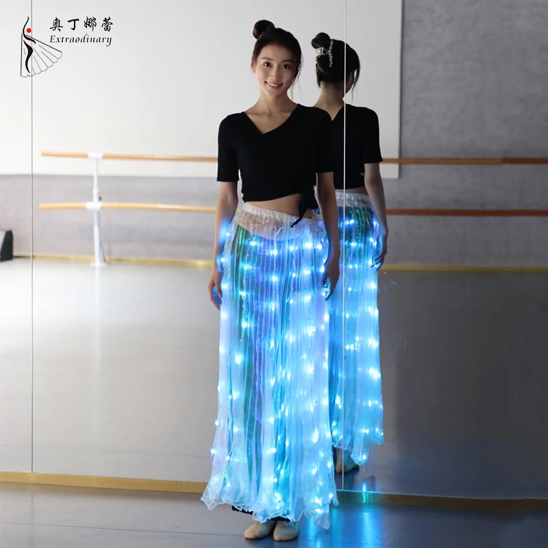 Colorful Led Luminous Dance Skirt For Adult Belly Dance Performance Props Stage Party Dance Stage Costumes Accessories