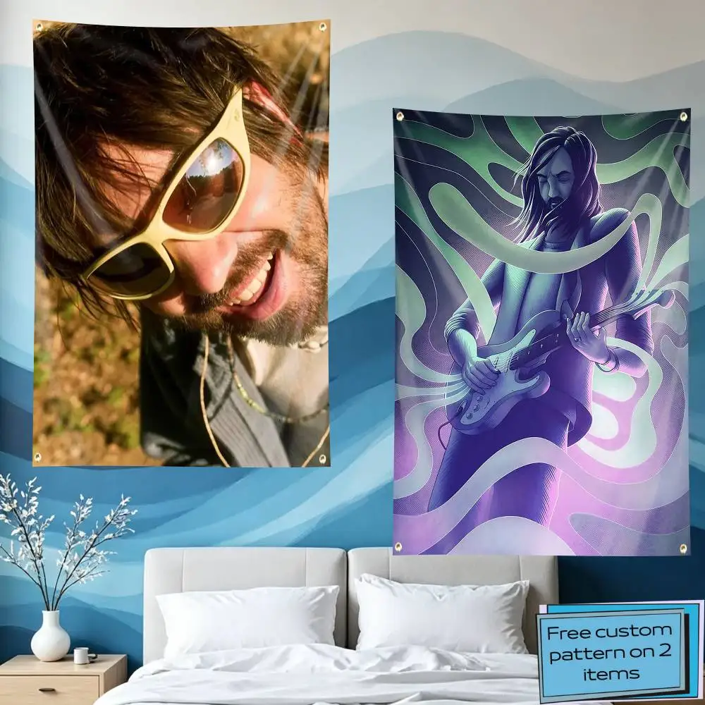 Tame Impala-Pop K-Kevin P-Parker Flag Tapestry Banner for Bedroom Living Room Outdoor Camping Custom Supported