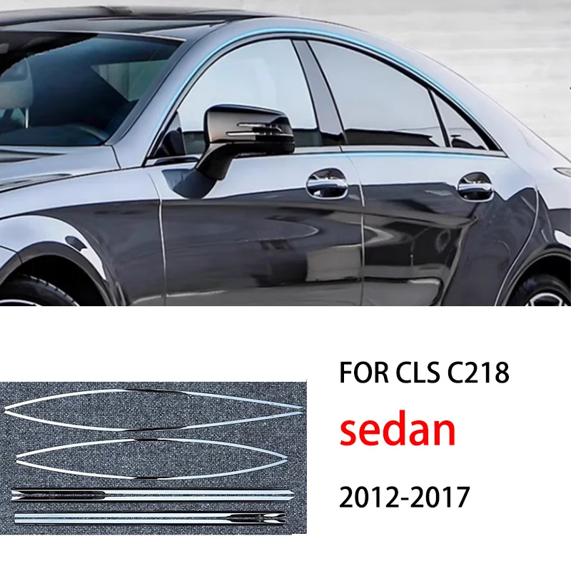 

Подходит для Mercedes-Benz CLS C218 седан 2012-2017, нержавеющая сталь, черная полоса для внешнего окна, накладка на порог, боковая накладка