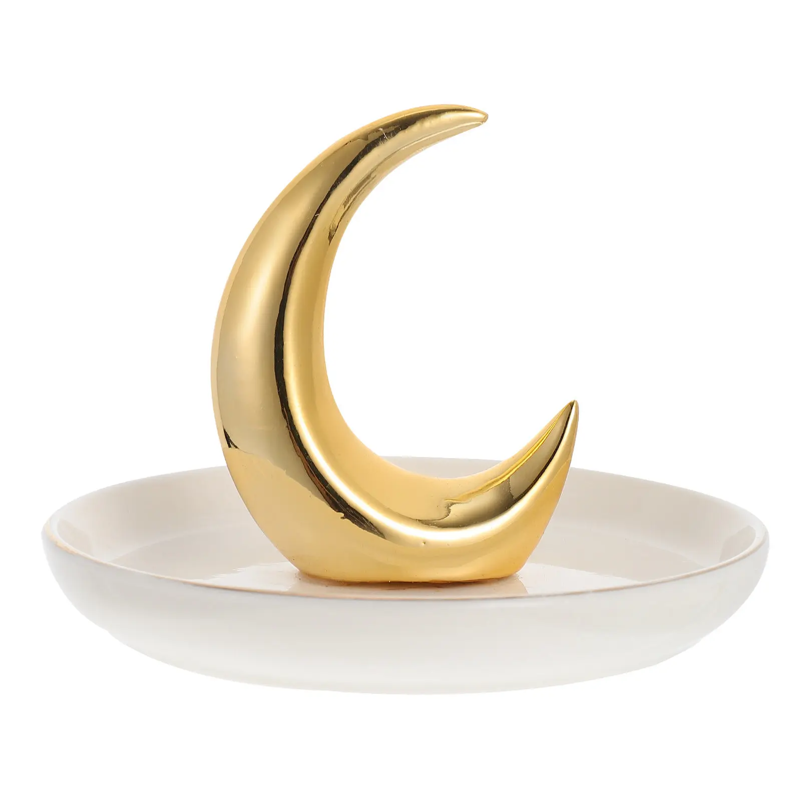 

1Pcs Ceramic Moon Shape Jewelry Tray Versatile Storage Plate for Rings Earrings Bracelets Necklace Display Organizer Waterproof