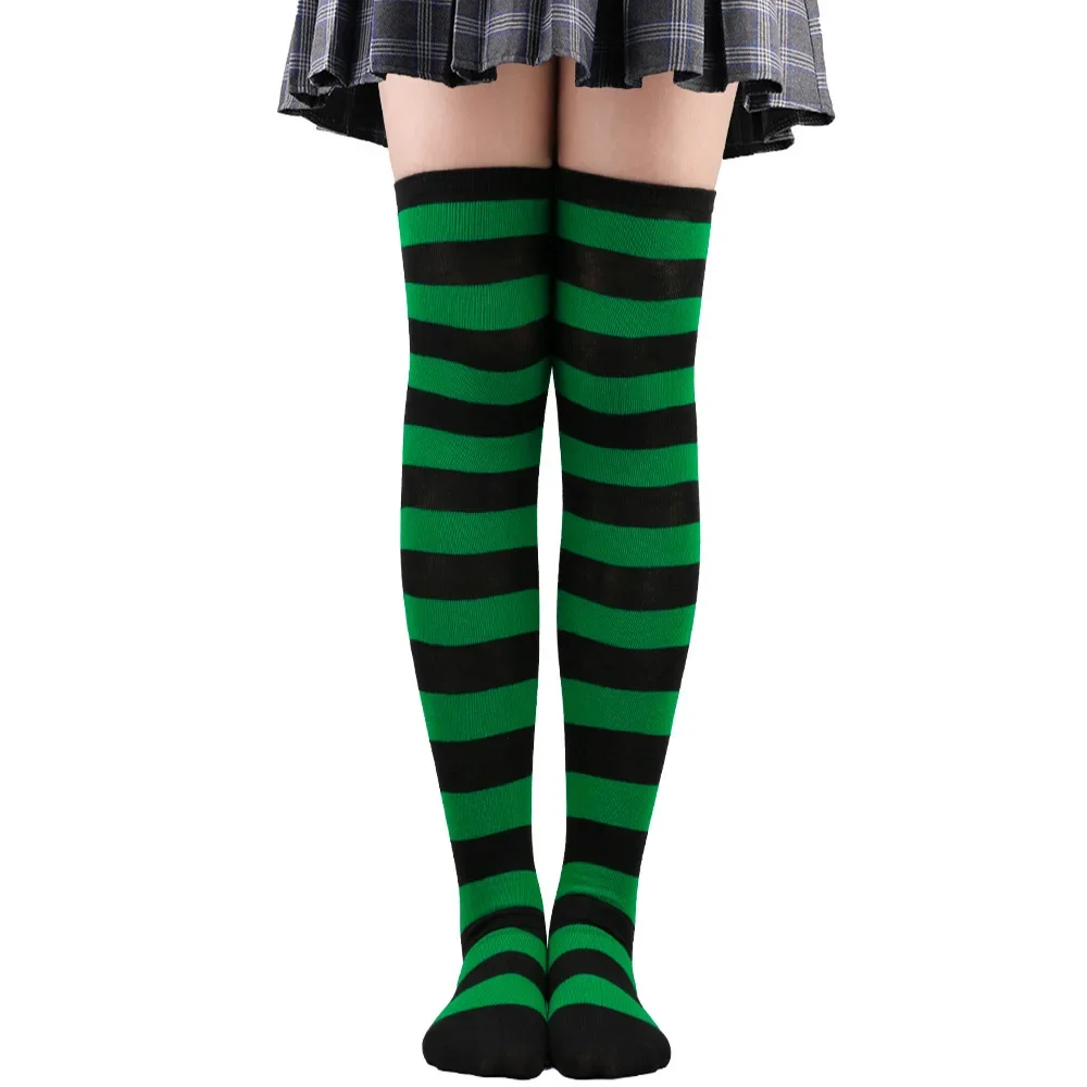 Frauen gestreifte Oberschenkel hohe Strümpfe Ladies Girls schwarz weiß rosa lange über Kniesocken Cosplay Lolita Harajuku Y2K 2025