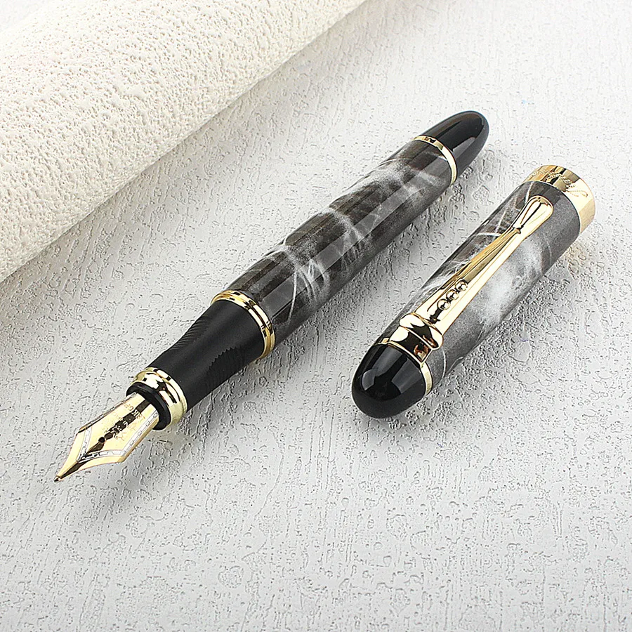JINHAO X450 FROSTED BLACK AND GOLDEN 0.7mm BROAD NIB FOUNTAIN PEN JINHAO 450