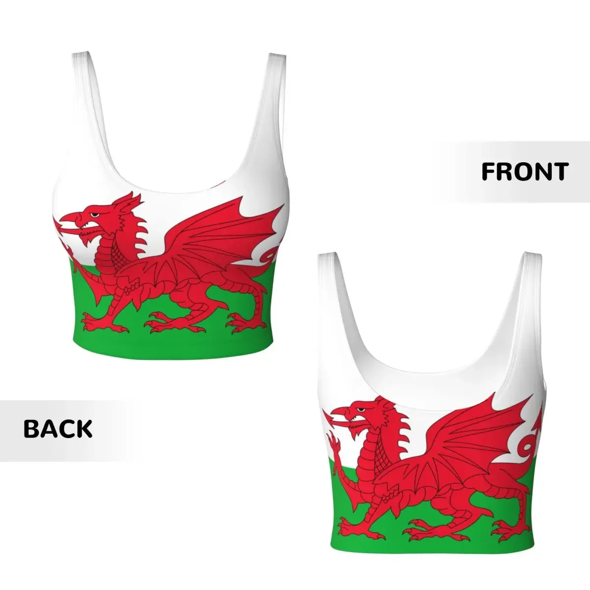 여성 섹시 스포츠 조끼 웨일즈 플래그 여성 streetwear 스포츠 란제리 티 크롭 탑
