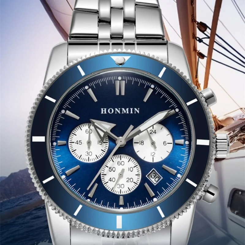 2023 New Men's Luxury Business Watch Stainless Steel Strap Waterproof Glow Shock Resistant Watch Holiday Gift