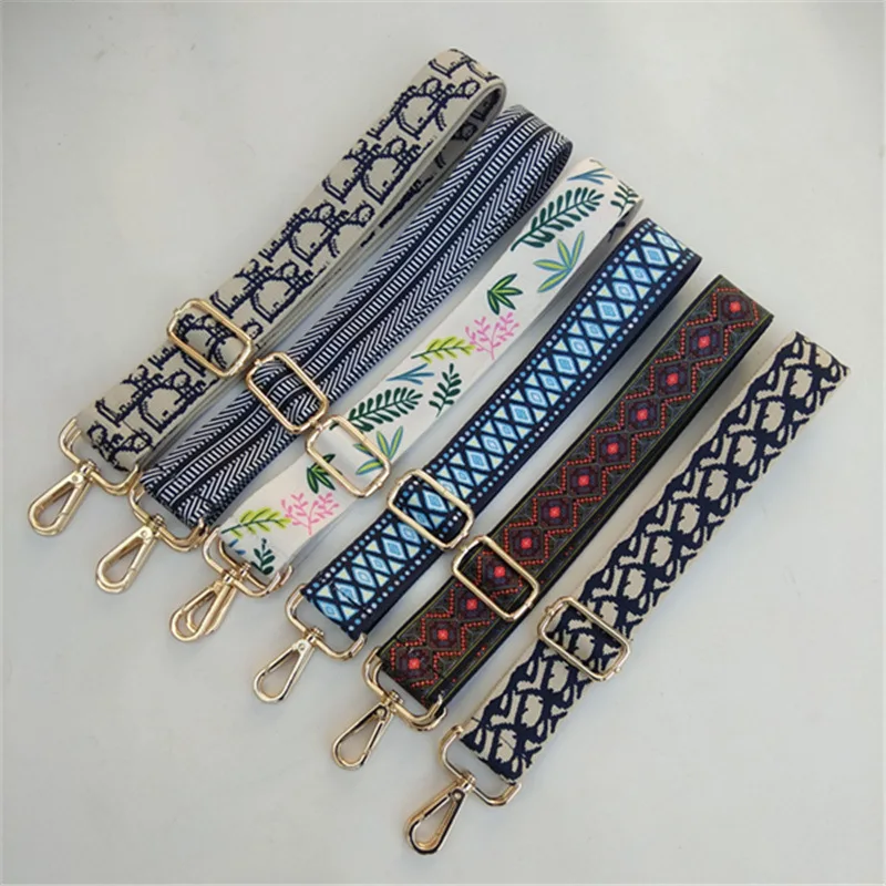 Ethnic Style Pattern Rhombus Bag Strap Women's  Adjustable Contrasting Long Shoulder Strap Accessories Bag Strap