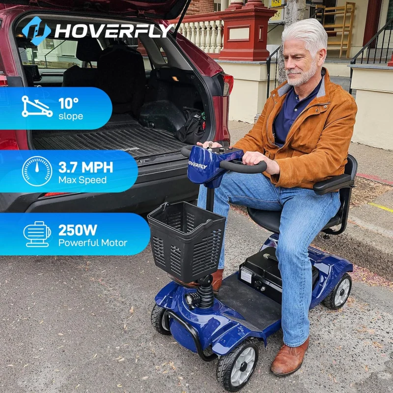 Hoverfly T4 , 4-Wheel Mobility Scooter for Adults - 12.4 Miles Range, 3.7 mph, Smart Safety Features, Removed Ba