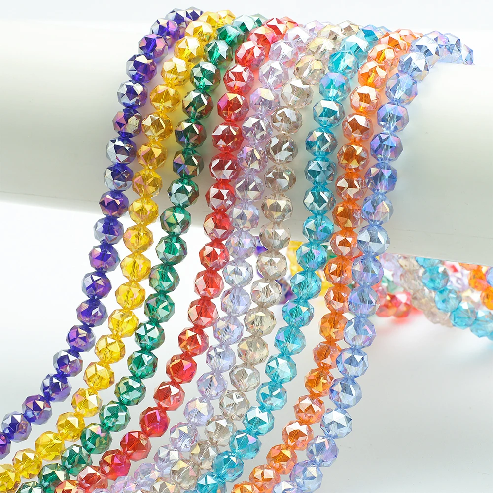 70PCS 8MM AB Farbe Kristall Runde Glas Perlen Facettierte Candy Perlen für DIY Armbänder Halskette Anhänger Schmuck Machen liefert