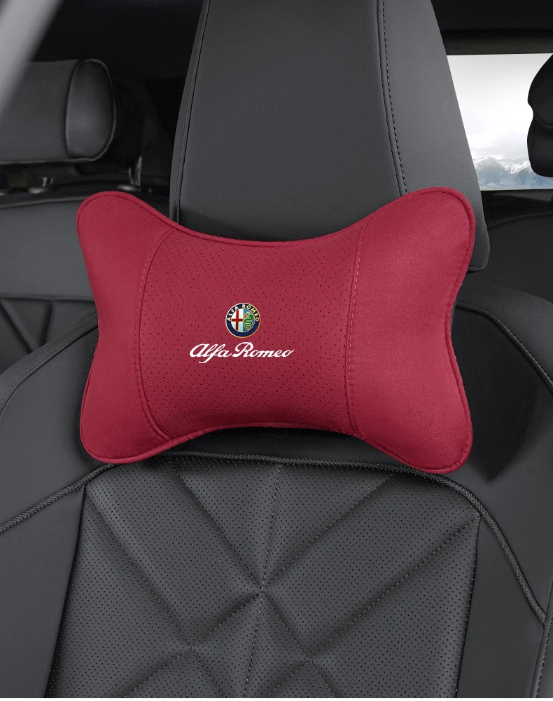 Auto-Kopfstützenkissen mit Logo für Nacken- und Wirbelsäulenschutz für Alfa Romeo 156 159 147 4C 8C 166 Giulia Giulietta Mito Stelvio – Detail 8