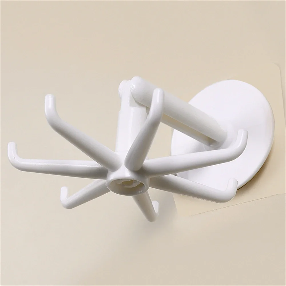 Multi Functional 360 ° Rotating 7-claw Hook, Kitchen Seamless Storage Hook, Household Non Perforated Adhesive Hook