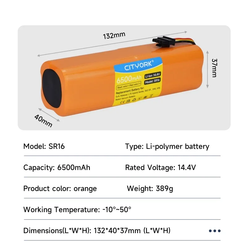Li-ion Battery 14.4V 6500mAh For Eufy Robovac L70 Hybrid Series 360 s9 X90 X95 Robot Vacuum Cleaner Sweeper Replacement Battery