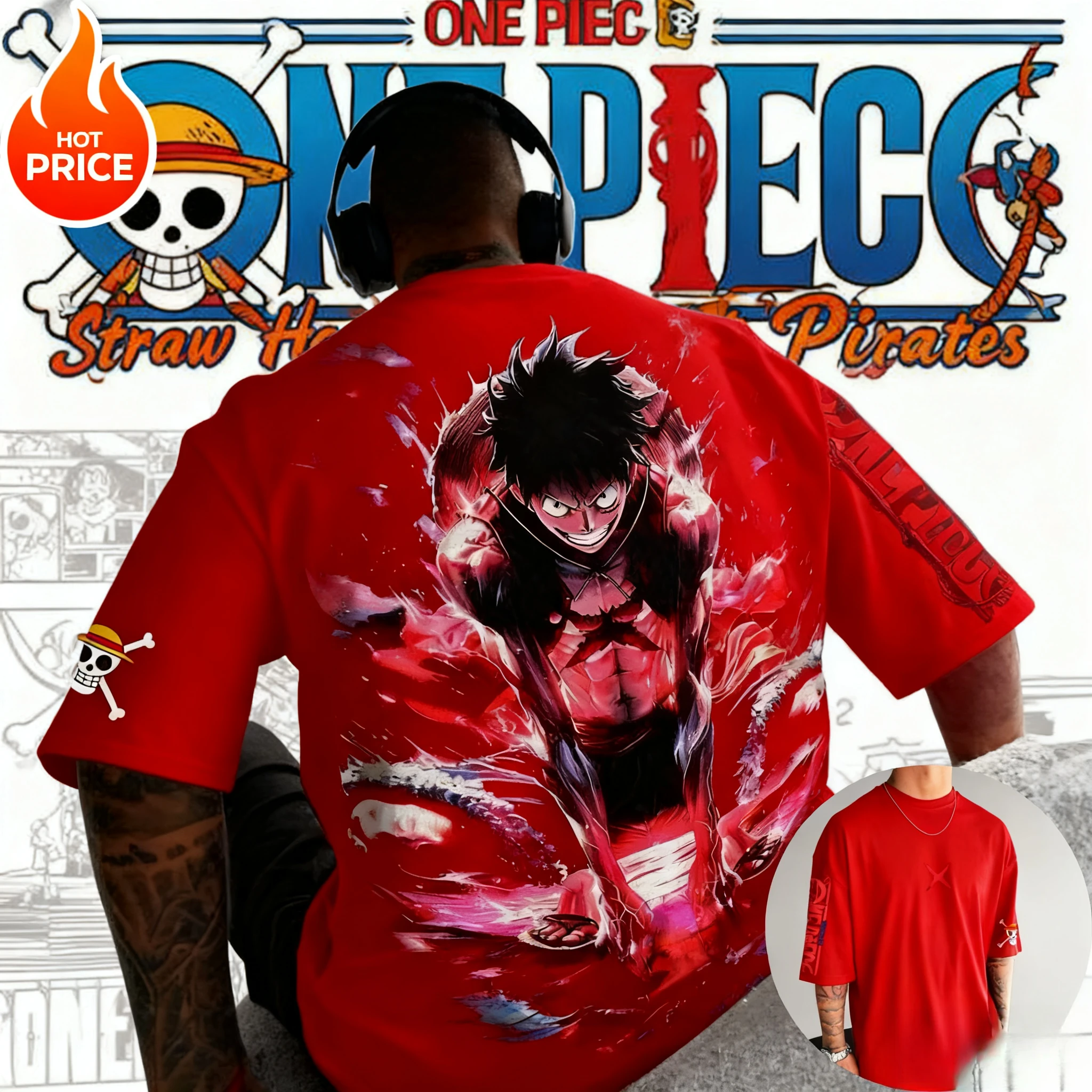 

The 2025 Best-selling Anime One Piece Series Monkey D. Luffy Character T-shirt Y2K Summer Print 100% Pure Cotton Casual T-shirt