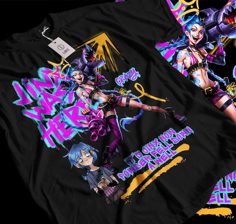 Jinx Arcane T-Shirt Japanese Anime Cartoon Jinx Arcane Graphic T-Shirt All Size