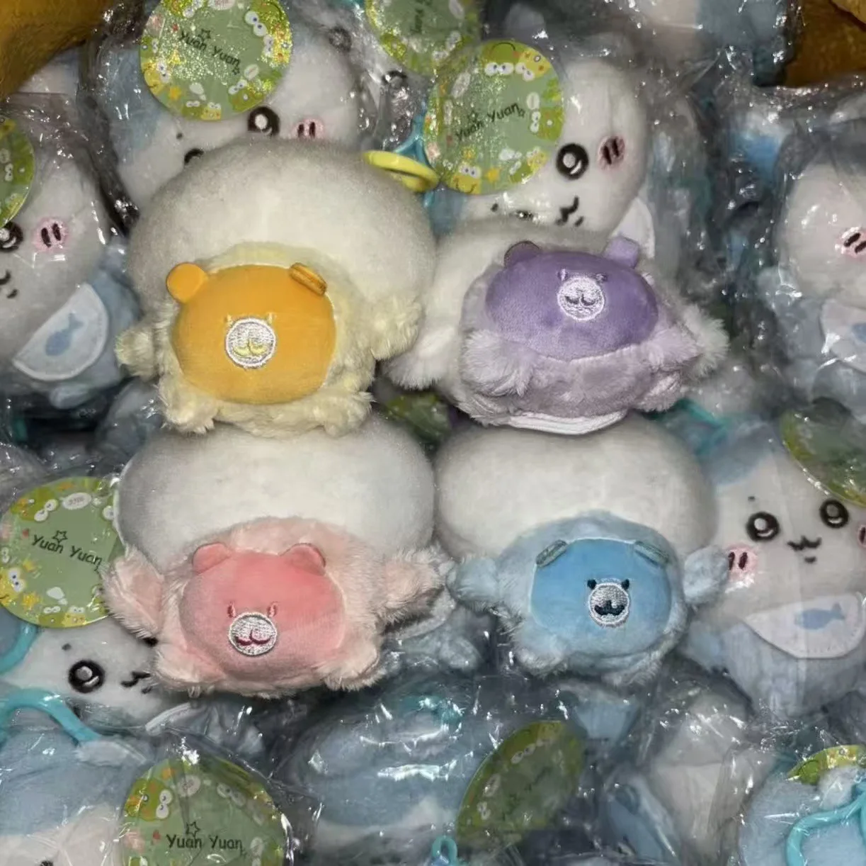 jiyi Baby Plush Doll Keychain Kawaii Usagi Hachiware Momonga Bib Pendant Soft Stuffed Toy Bag Charm Gift Boys Girls Cute