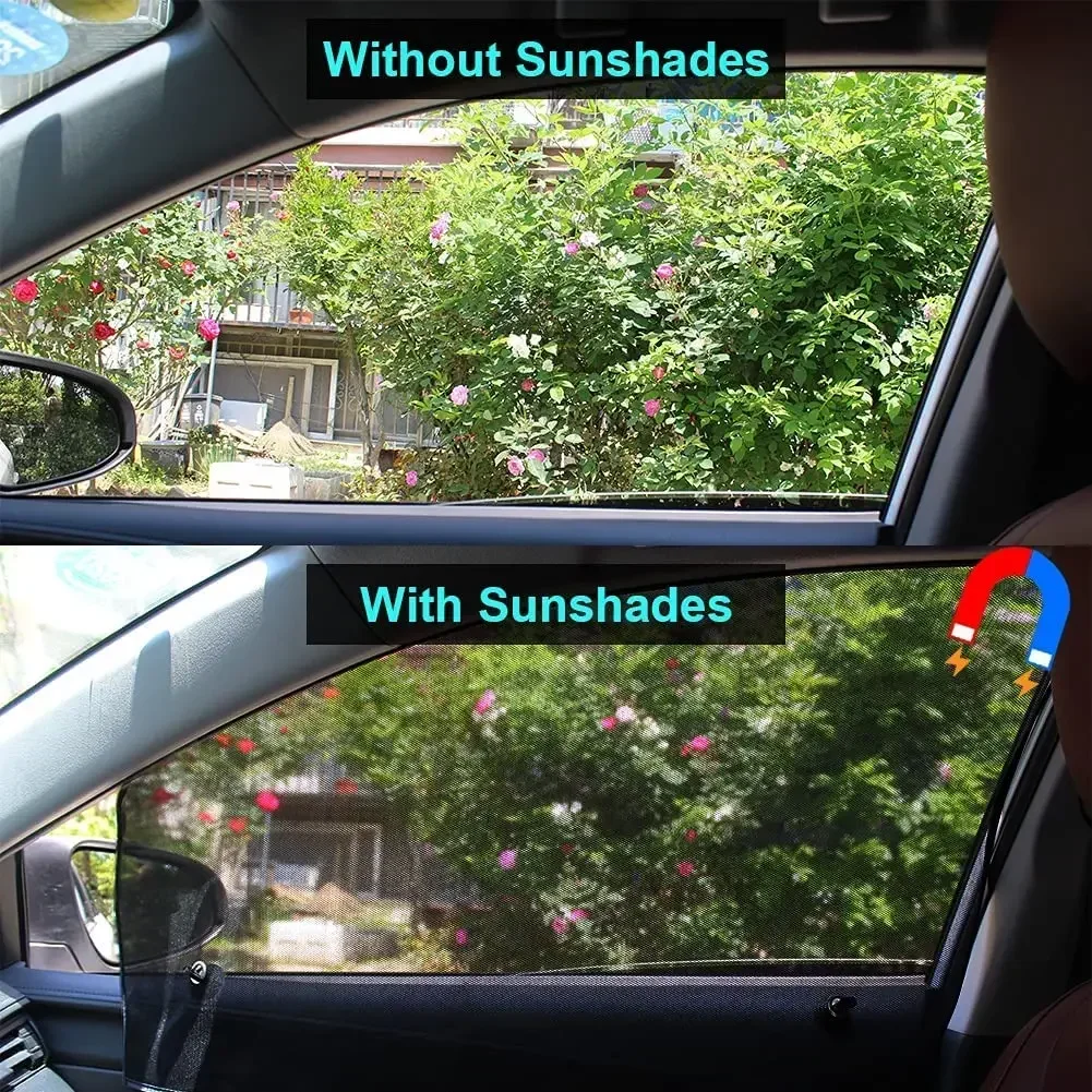 Car Strong Magnet Adsorption Window Cover Sunshade Blackout Heat Insulation Car Window Curtain Side Window Auto Film Accessories