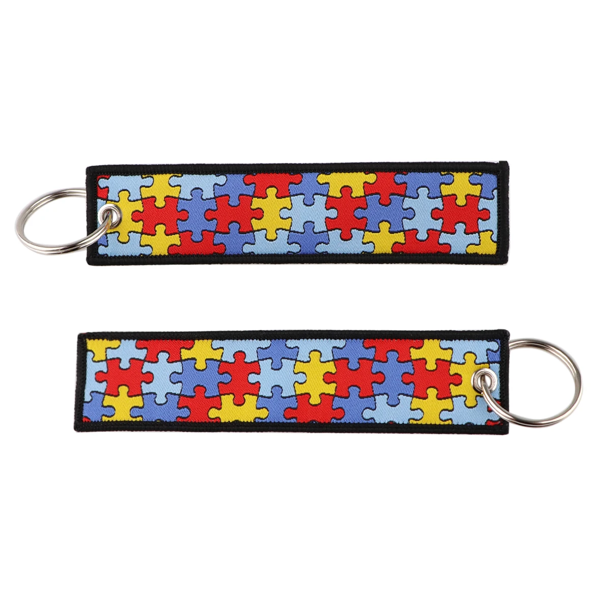 Autism Awareness Puzzle Embroidery Key Fobs Key Pendant Key Tag Motorcycle Keychain for Car Key Ring Nurse Doctor Accessories