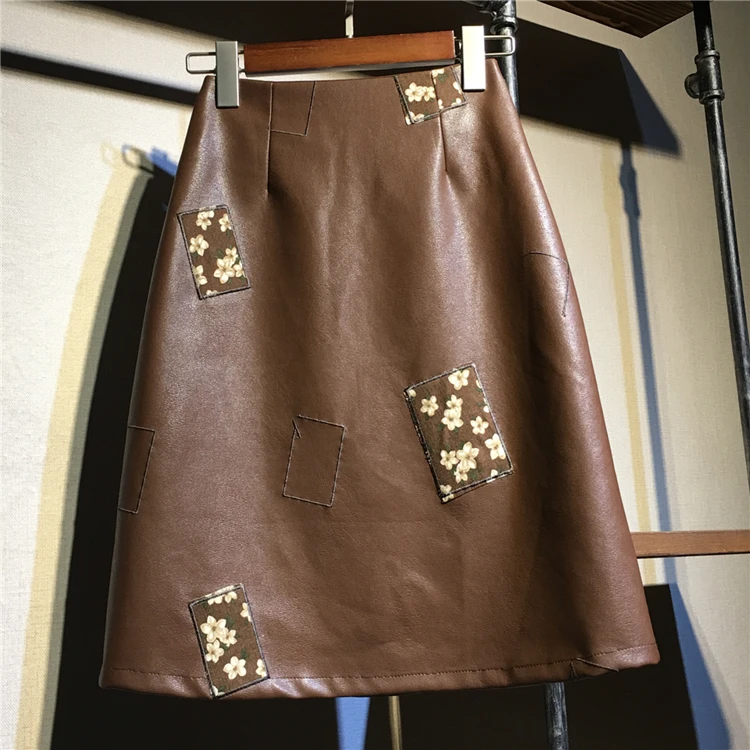 2024 PU Faux Leather Midi Pencil Skirts Women High Waist Slim Ladies Office Sexy Elegant Wrap Skirt Coffee