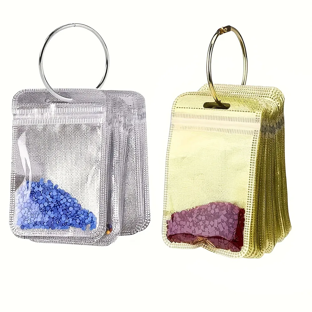 50pcs/set DIY diamond painting bead bag small tool accessories storage bag plastic transparent ziplock bag craft supplies