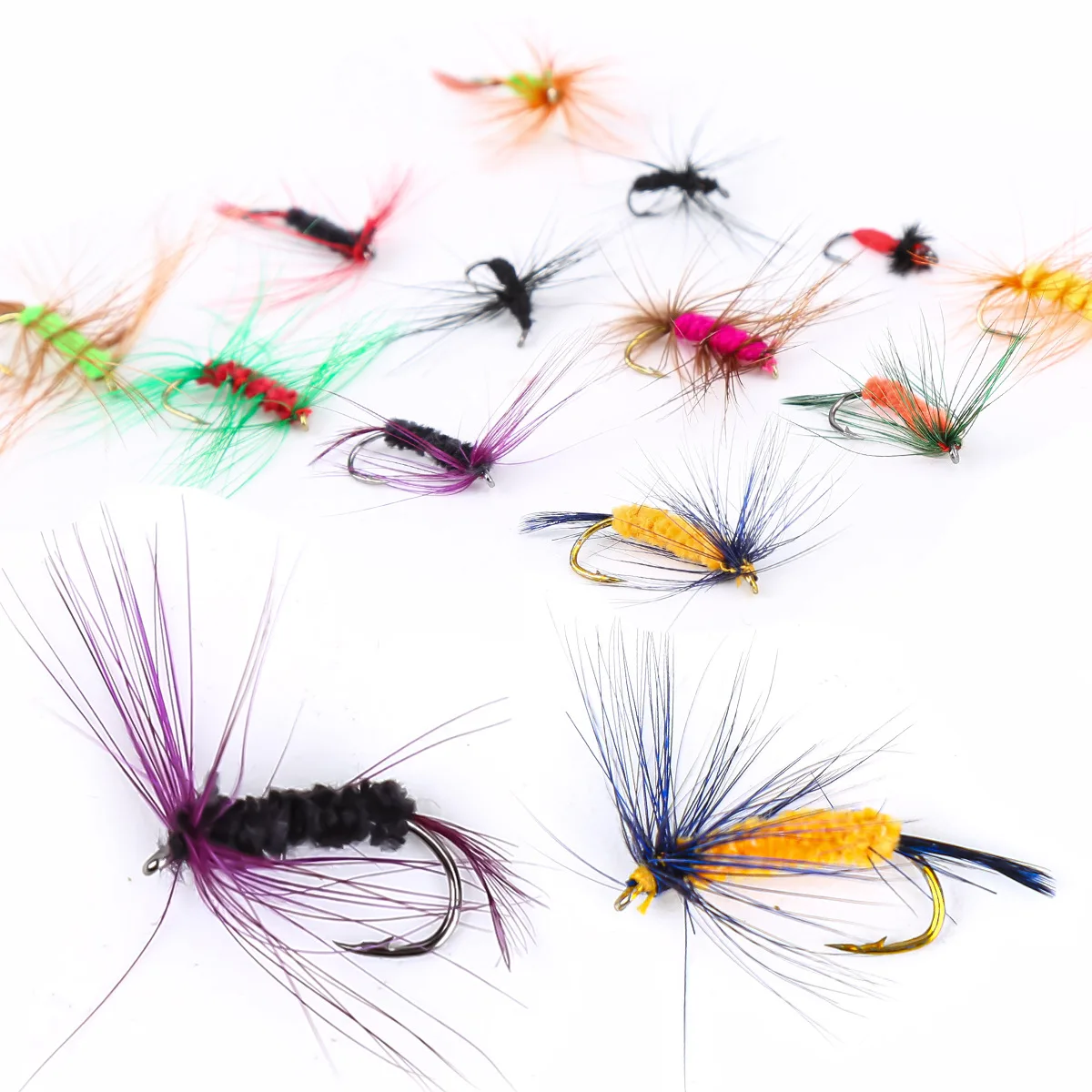12 Pieces Bionic Fly Fishing Hooks Combo Set,Handmade Fur Fly Lures Packed with Paper Card,Artificial Tackle for Wild Fishing