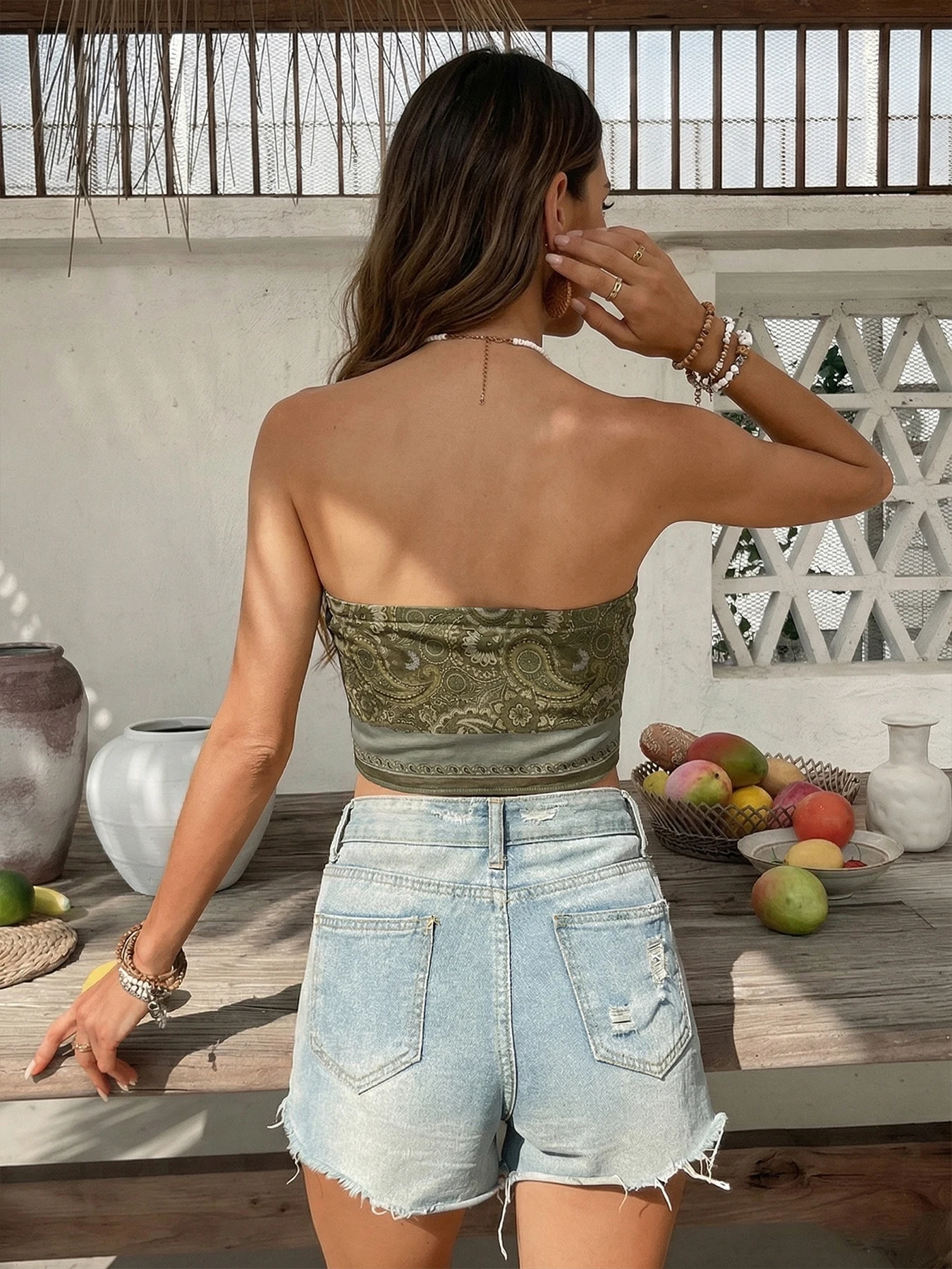 Vintage Boho Paisley Tube Top For Women Sexy Hot Girl Ethnic Triangle Hem Camisole Summer Soft Casual Wear
