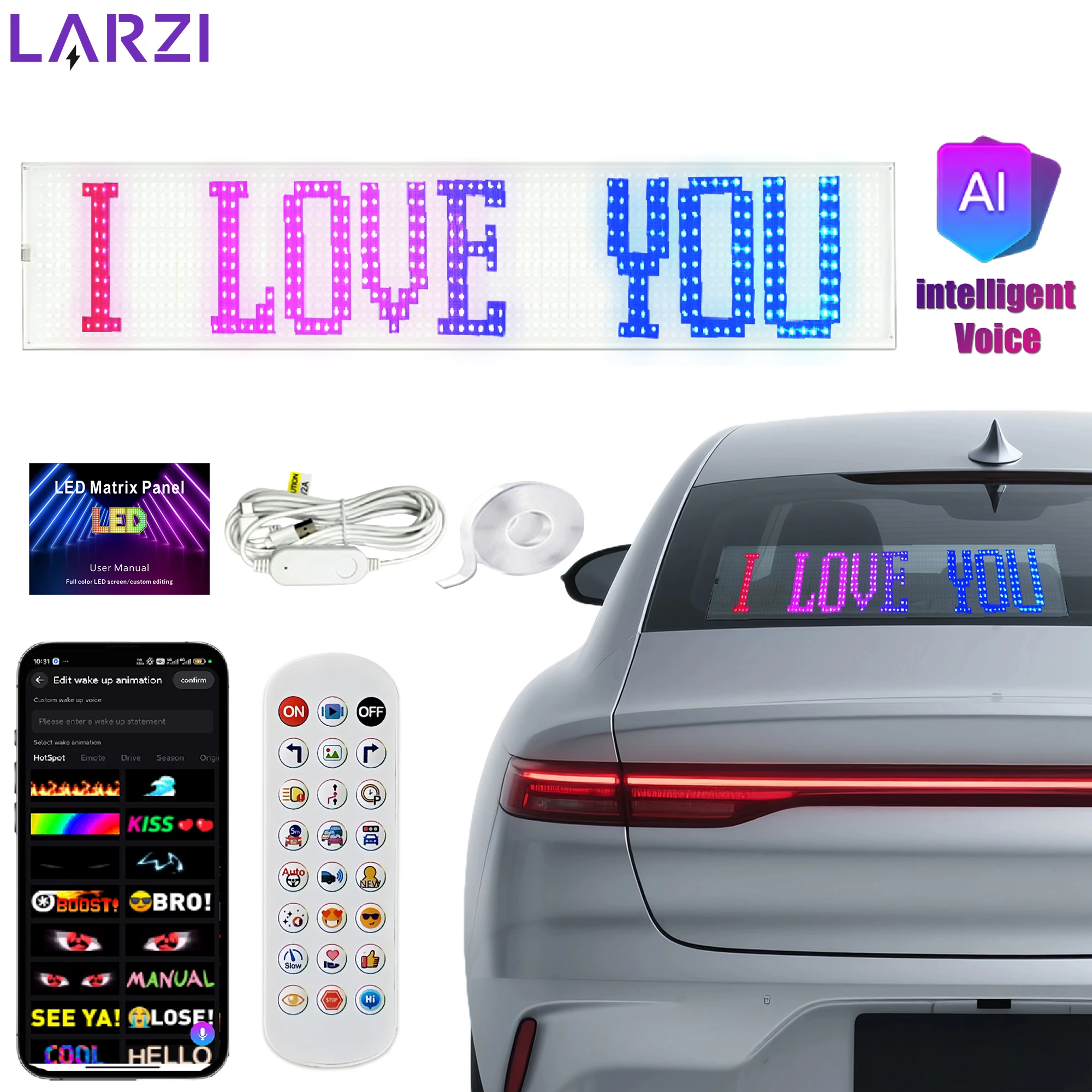 ai-voice-transparent-soft-screen-led-matrix-panel-bluetooth-app-remote-control-diy-programmable-scrolling-sign-for-car