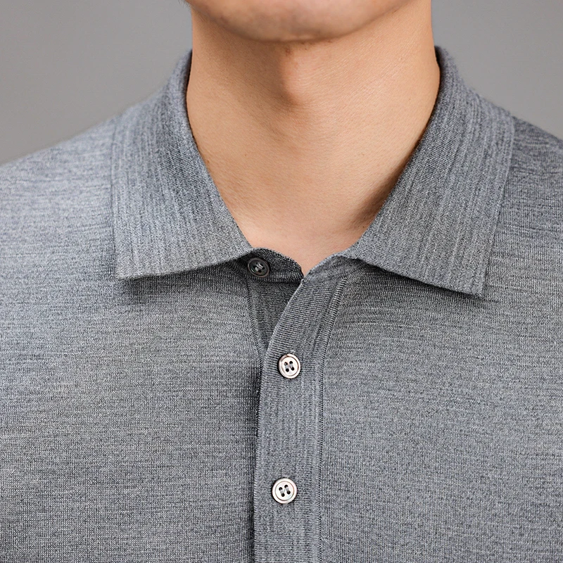 

Мужские футболки из 100% мериносовой шерсти, очень тонкая шерсть, одежда с короткими рукавами, мужская трикотажная рубашка-поло с отложным воротником, тонкие топы из овечьей шерсти