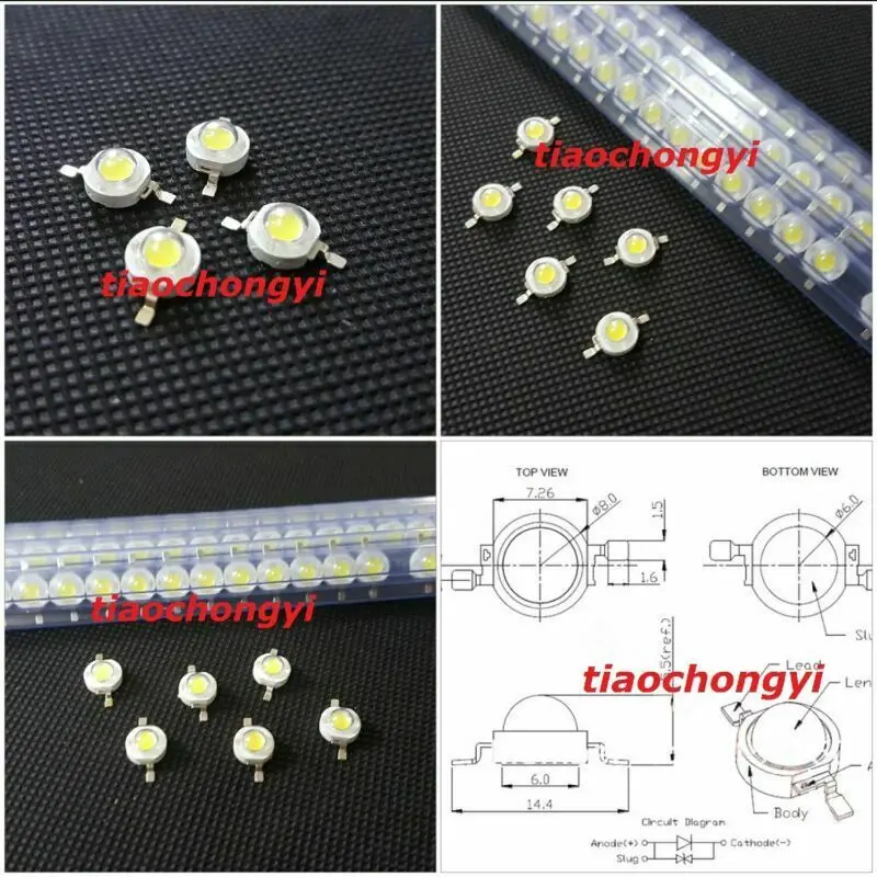 10 -1000 pcs Real Full Watt 1W 3W High Power LED lamp Bulb Diodes SMD 110-120LM LEDs Chip For 3W - 18W Spot light Downlight