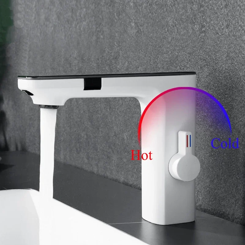 Imagem -03 - Torneira Smart Temperature Display Basin com Função de Sensor Torneira para Pia de Tela Digital Lcd Misturador Frio e Quente Guindaste do Banheiro