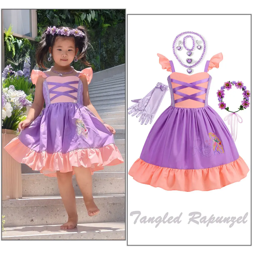 

Christmas Rapunzel Halloween Cosplay Little Girls Tangled Party Inspired Carnival Rapunzel Dress Costumes for Baby Girls