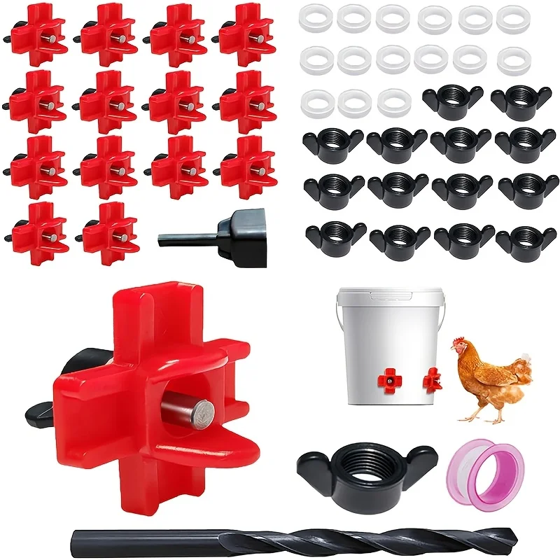 6/15/40 قطعة حلمات سقي الدجاج الأفقية مع لقم الثقب، نظام سقي الدواجن المقاوم للتسرب لحظيرة الدجاج #1