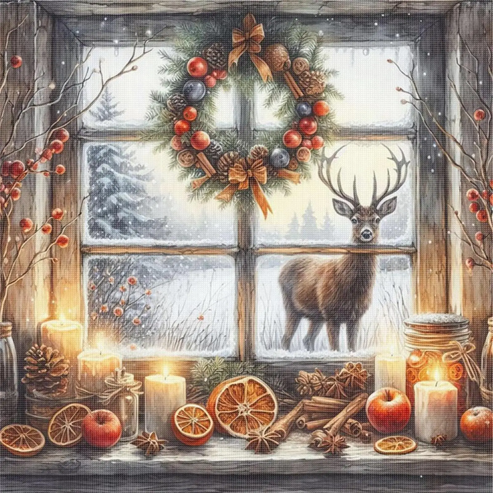 

Winter Printed Cross Stitch Kit DIY 11CT Embroidery Craft Set Home Decoration