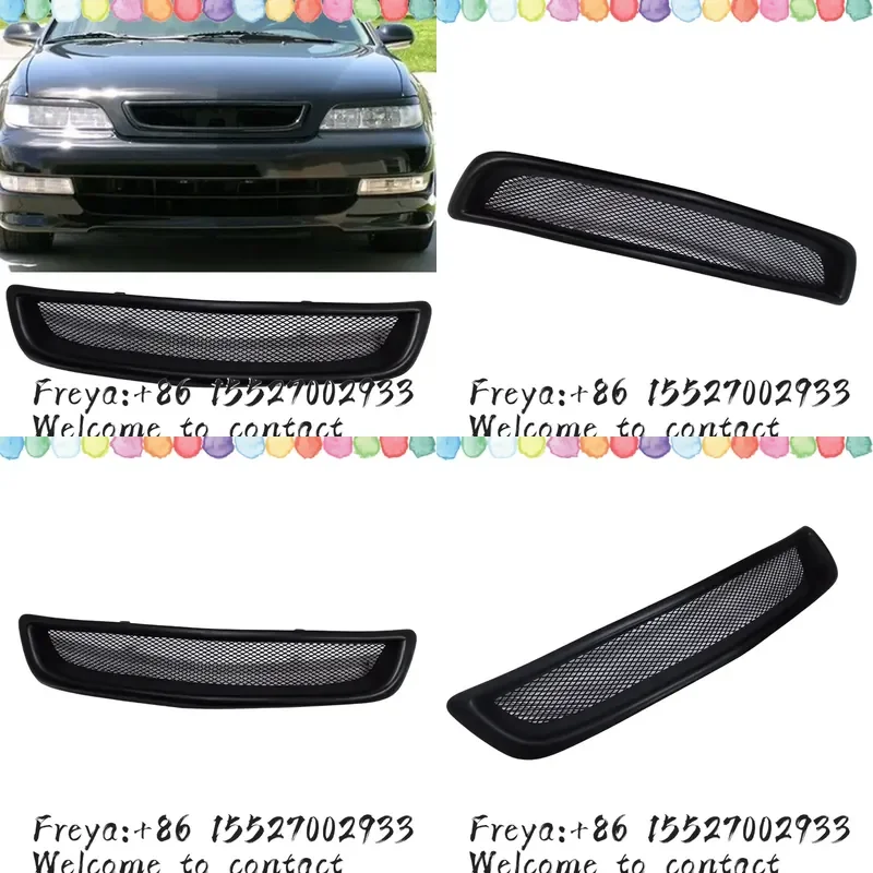 Body Kit Fiberglass / Real Carbon Fiber Upper Bumper Hood Mesh Grid Front Grille Racing Grill For Acura 1997 1998 1999