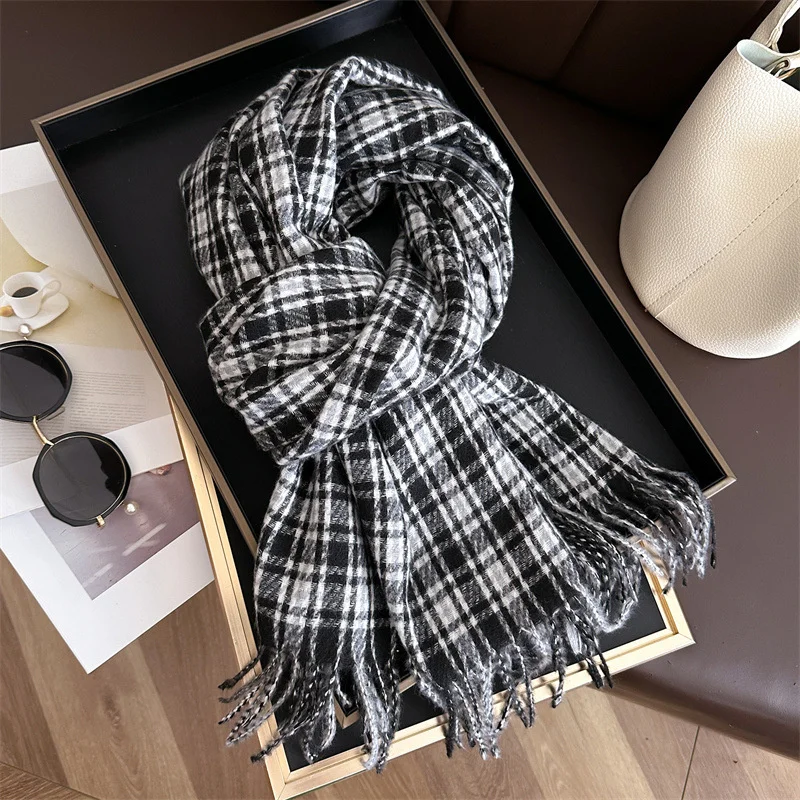 2024Women's Fashion Scottish Style Tartan Warm Scarf Plaid Soft Long Wrap Shawl Christmas Valentine's Day for Girlfrend Wife Mom