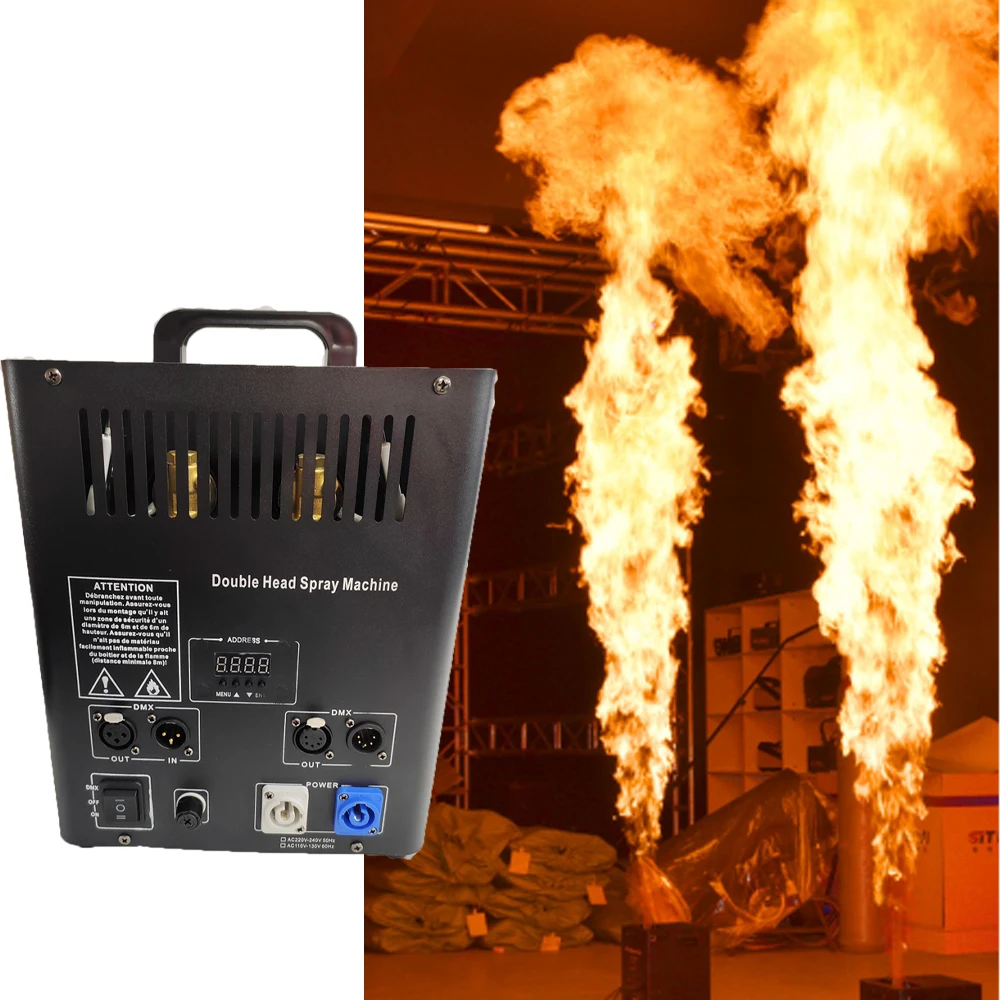 2pcs Dual Head Stage Flame Projector,DMX512 Fire Thrower Jet Effect Machine DJ Stage Equipment for Club Concert Wedding Event