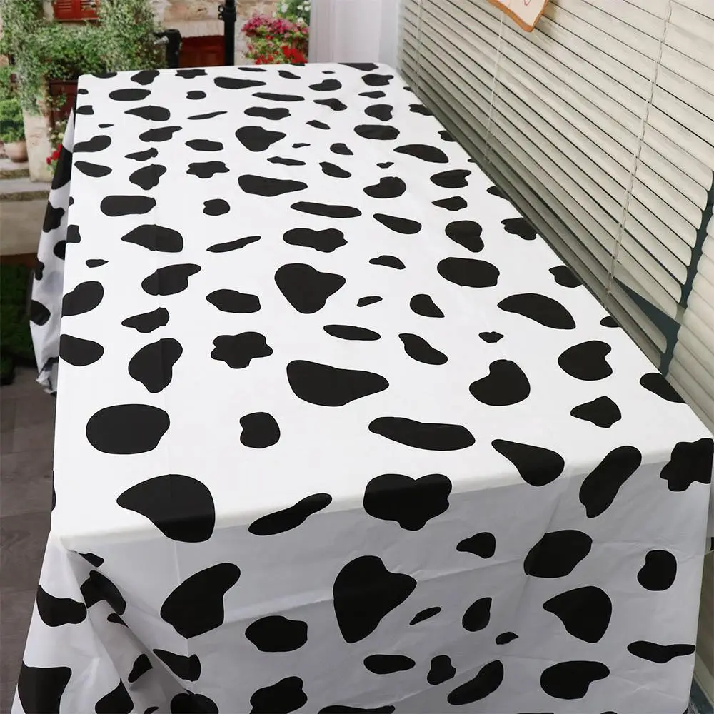 Picnic Cloth Cow Print Tablecloth Plastic Disposable Tablecover Oilproof Waterproof Table Decorative Cloth