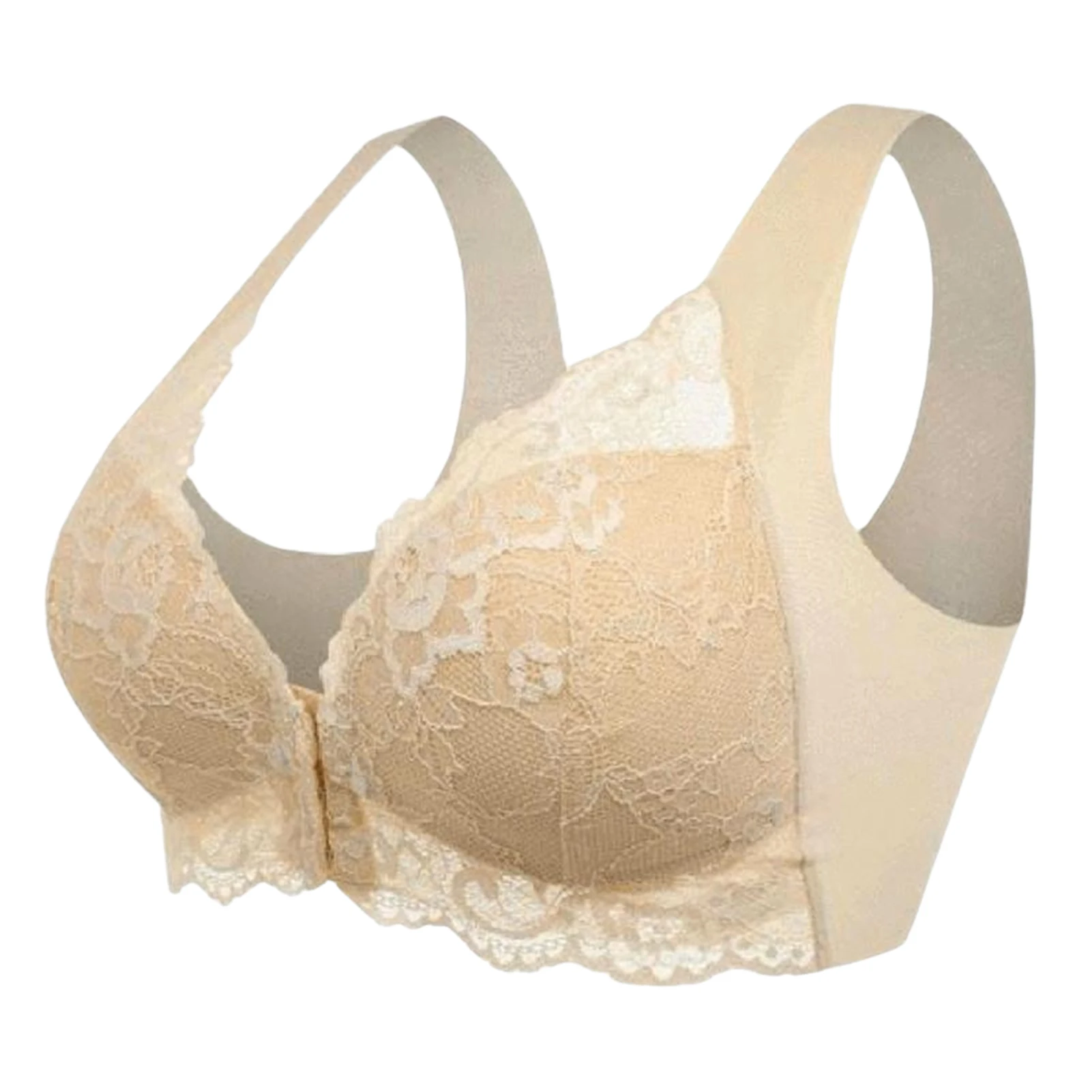 Women Closure Soft Cup Front Closure Bras Underwear Girls Ladies Full Coverage No Steel Ring Vest Lace Underwear Large Size Bra