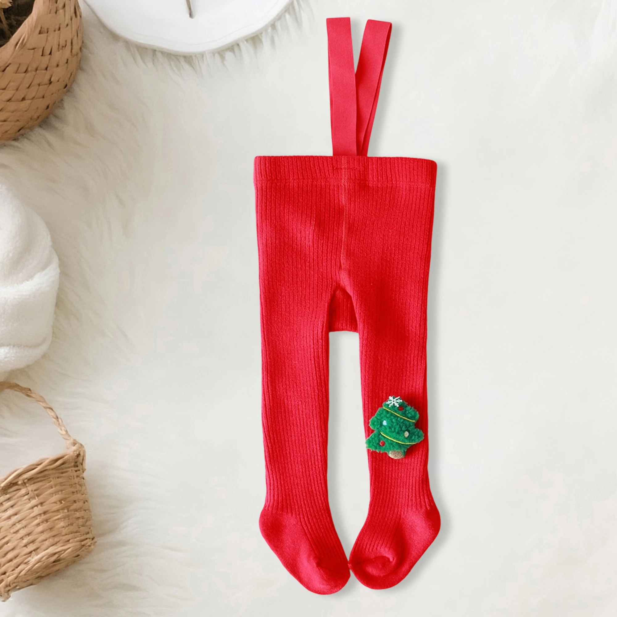 طفل الفتيات الشتاء عطلة متماسكة طماق دافئ دافئ بسط السراويل احتفالي عيد الميلاد مرونة الخصر الجوارب طماق #1