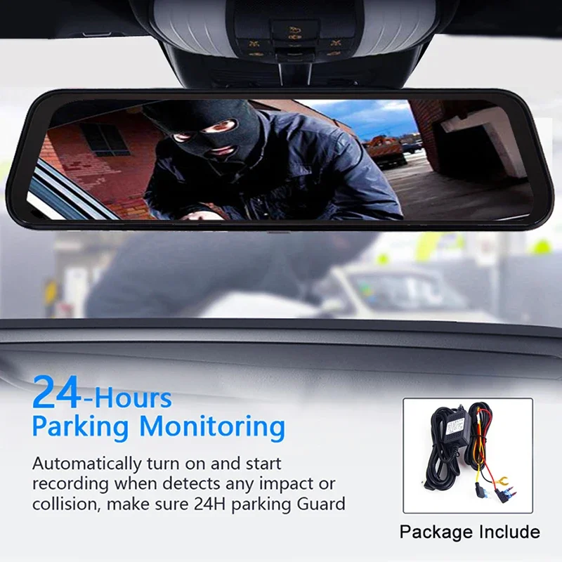 Bluavido 10 Inch 4G Android 8.1 Car Mirror Video Recorder GPS Navigation ADAS Rear View Camera AHD 1080P Dual Lens Dash Cam DVRs