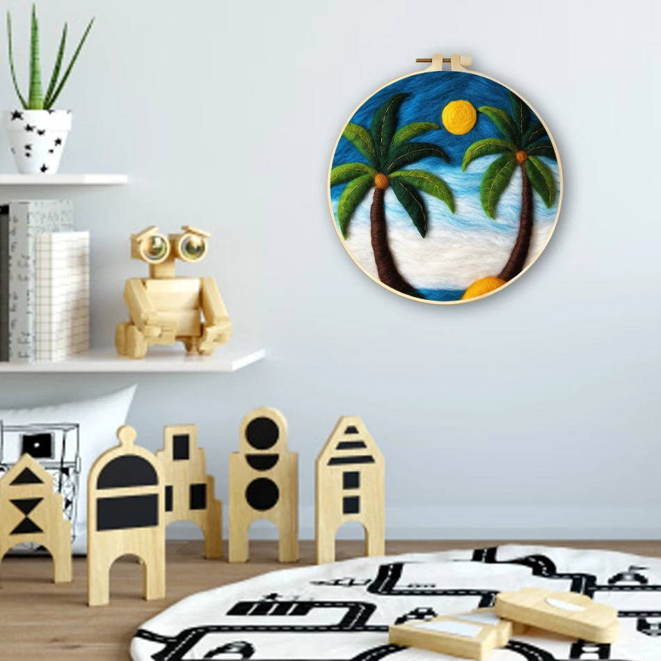 

SDOYUNO Wool Felt Package Beginners Painting Diy Creative Making Wool Felt Kit potted plant Gift Needle felting Home Decoration