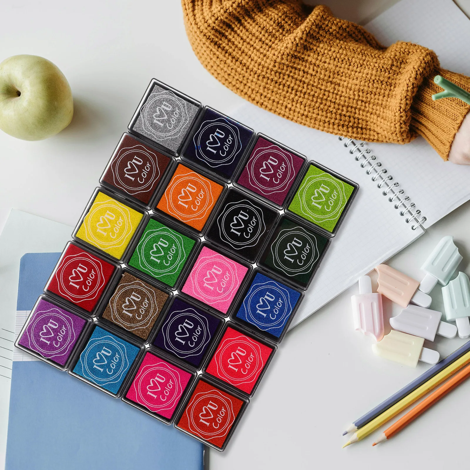 20 Stuks Kids Vingerafdruk Inkt Pads Set Wasbare Heldere Kleuren Multifunctionele Stempel Inkt Pads voor Scrapbooking Art Craft