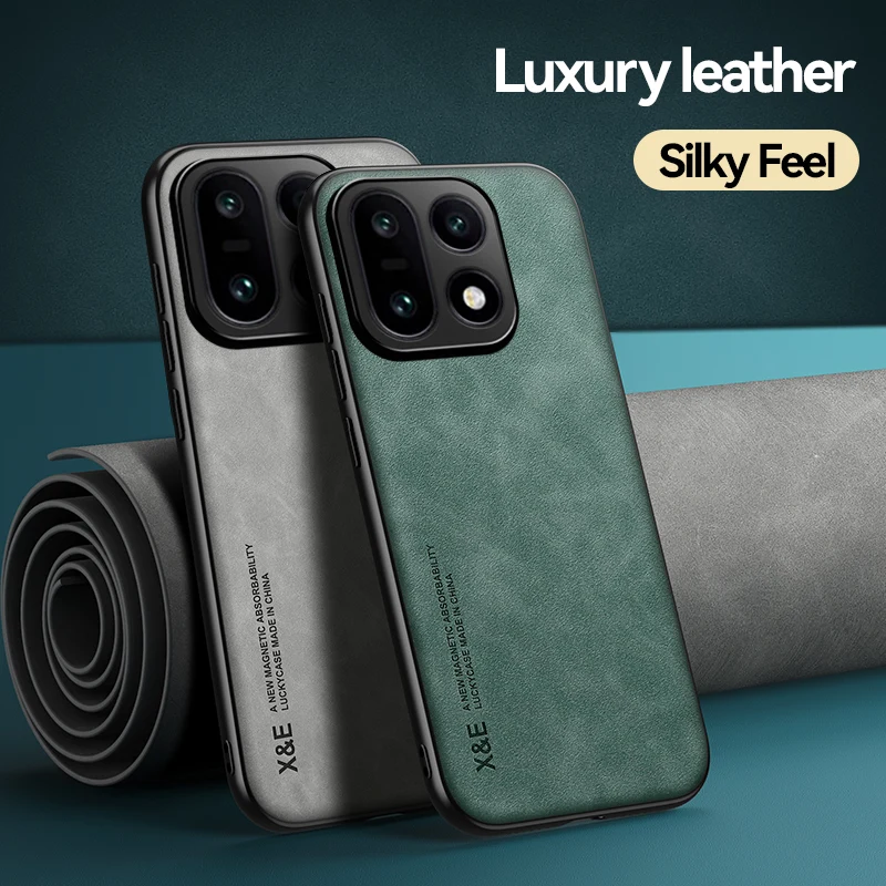 Para oneplus 15 caso à prova de choque luxo textura de couro capa de sensação de seda com fixação magnética dentro para um plus 15