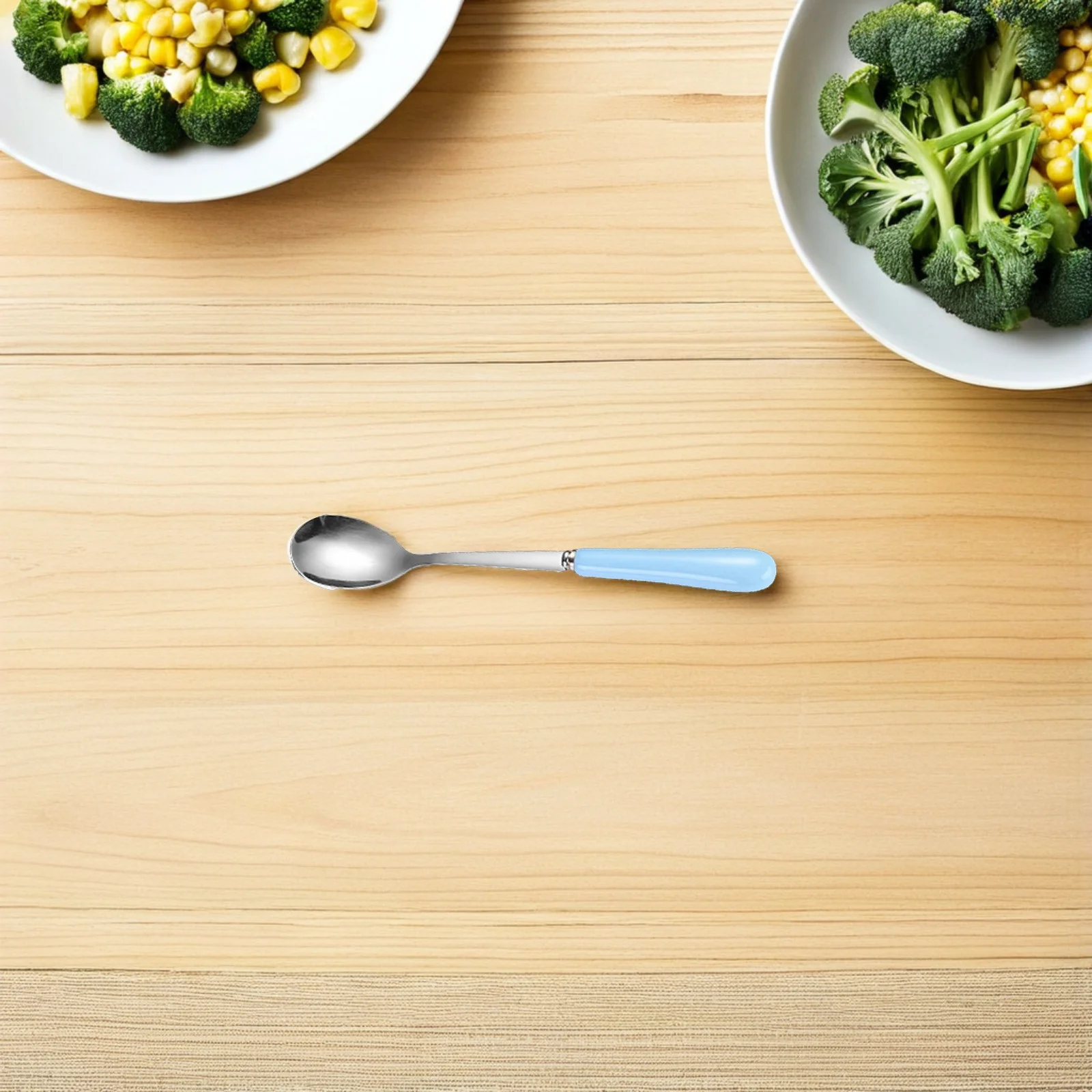 

4Pcs Stainless Steel and Ceramic Handle Spoons Ice Cream Coffee Stirring Spoon Set Multi-Functional Kitchen Gadget for Baking