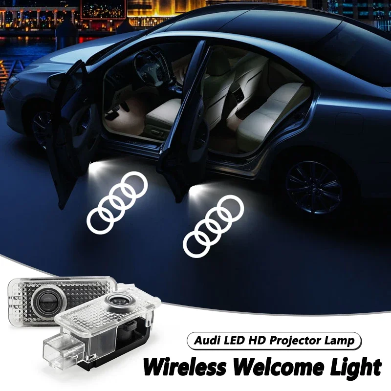 2Pcs LED 자동차 문 환영 빛 HD 무선 조명 프로젝터 램프 아우디 A3 A4 A6 A5 Q5 A1 Q7 Q6 Q3 Q2 Q8 A7 A8 TT S1 SQ5 RSQ3