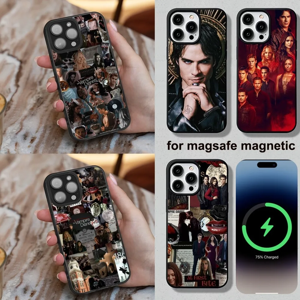 Vampire TV D-Diaries Phone Case For iPhone 16,15,14,13,12,11,Plus,Pro,Max,Mini Soft Magesafe Magnetic Wireless Charge