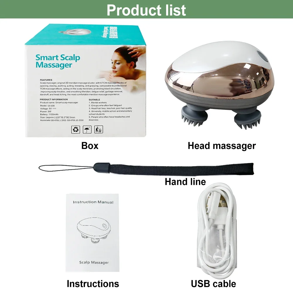 vibrating head massager machine Portable Cordless Electric Scalp Massager 2-Speed Vibrating Head Massager  with 96 Silicone Nodules for Deep Hair Cleansing and Hair Growth Comfort