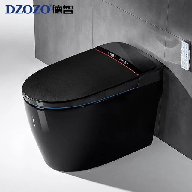 One Piece Smart Toilet with Remote Control Heated Seat & Air-Drying LED Display Soft Night Light Elongated Bowl