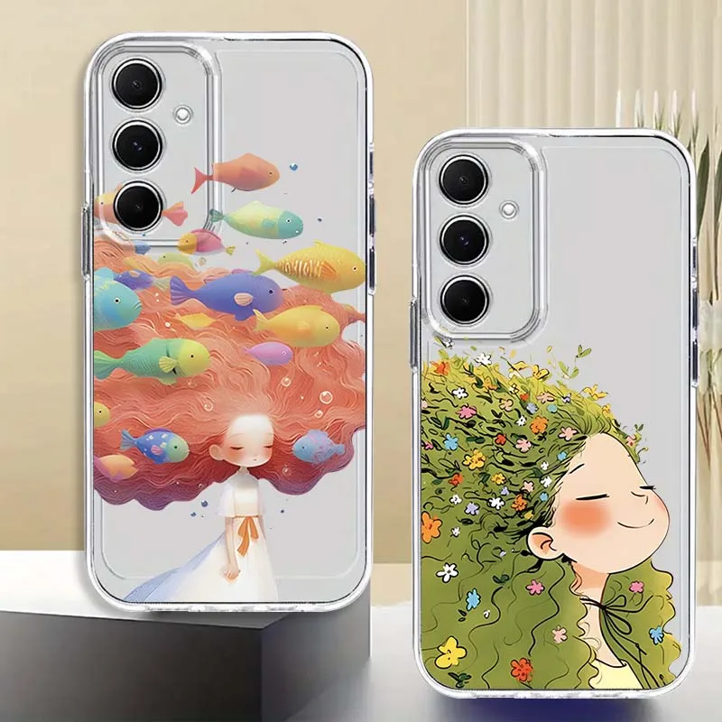 

Cartoon Cute Girl Anime For Samsung Galaxy A73 A72 A71 A55 A54 A53 A52 A51 A33 A25 A22 A15 A14 A05 Transparent Phone Case
