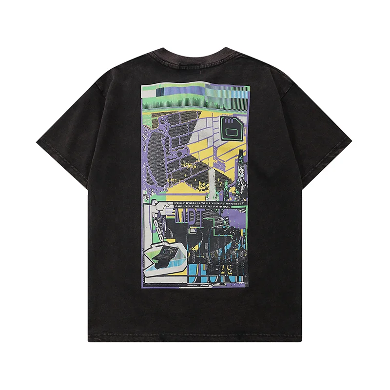 

C.E Cave Mpt Washed Black Short Sleeved T Shirt Back Color Direct Printing CE T-shirt Casual Oversized Tee