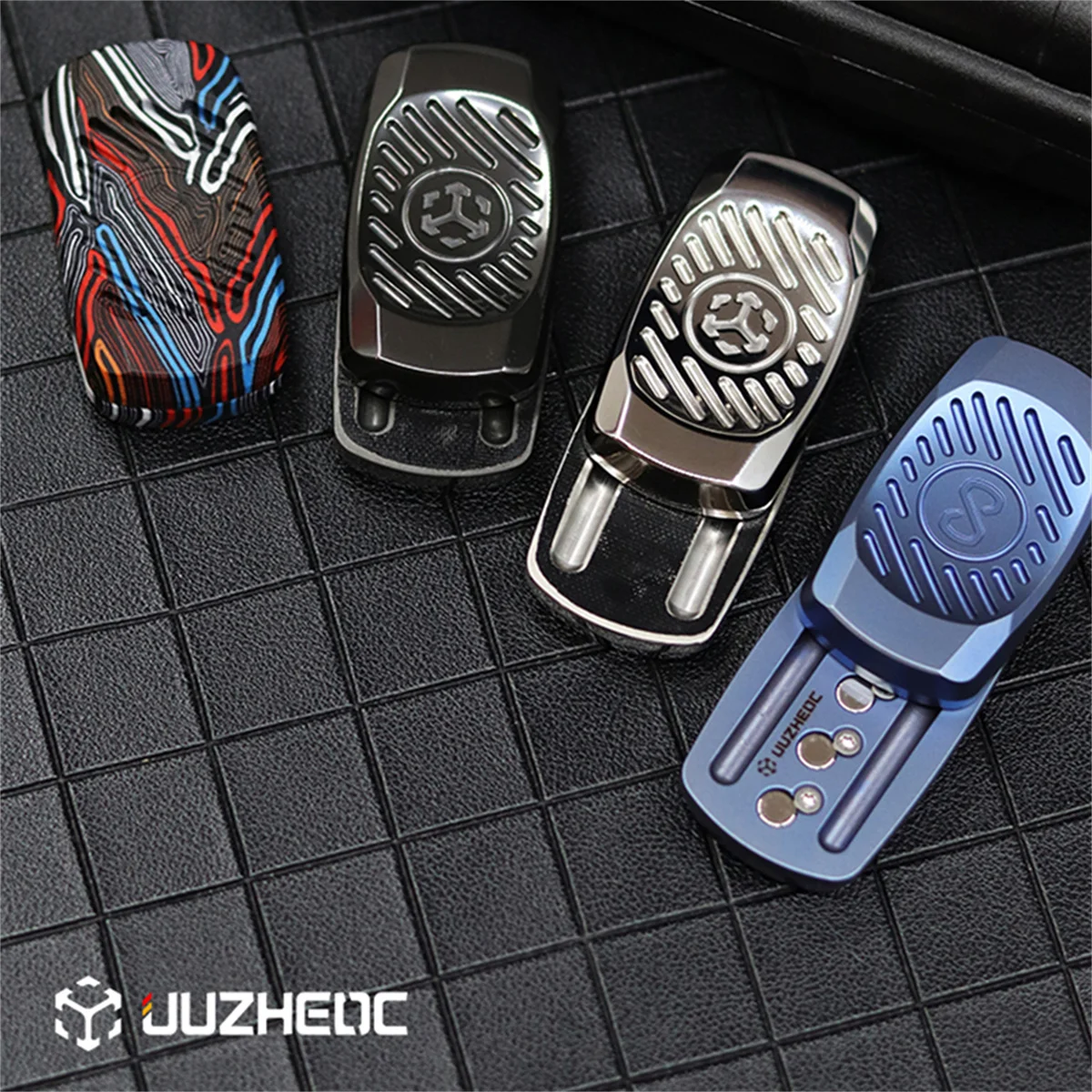 JUZHEN EDC Metal Push Card Fidget Toys Titanium alloy Pop Haptic Coin Decompression Toy Fidget Spinner PPB Black Technology Gift