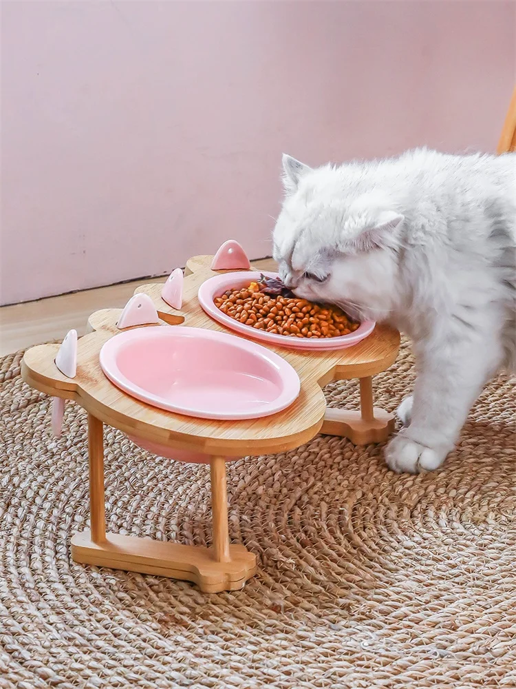 Ceramic Cat Bowl Dog Bowl Single And Double Pet Bowl Cat Dog Feeder Water Bowl With Stand Feeding Dish Food Bowl Pets Supplies