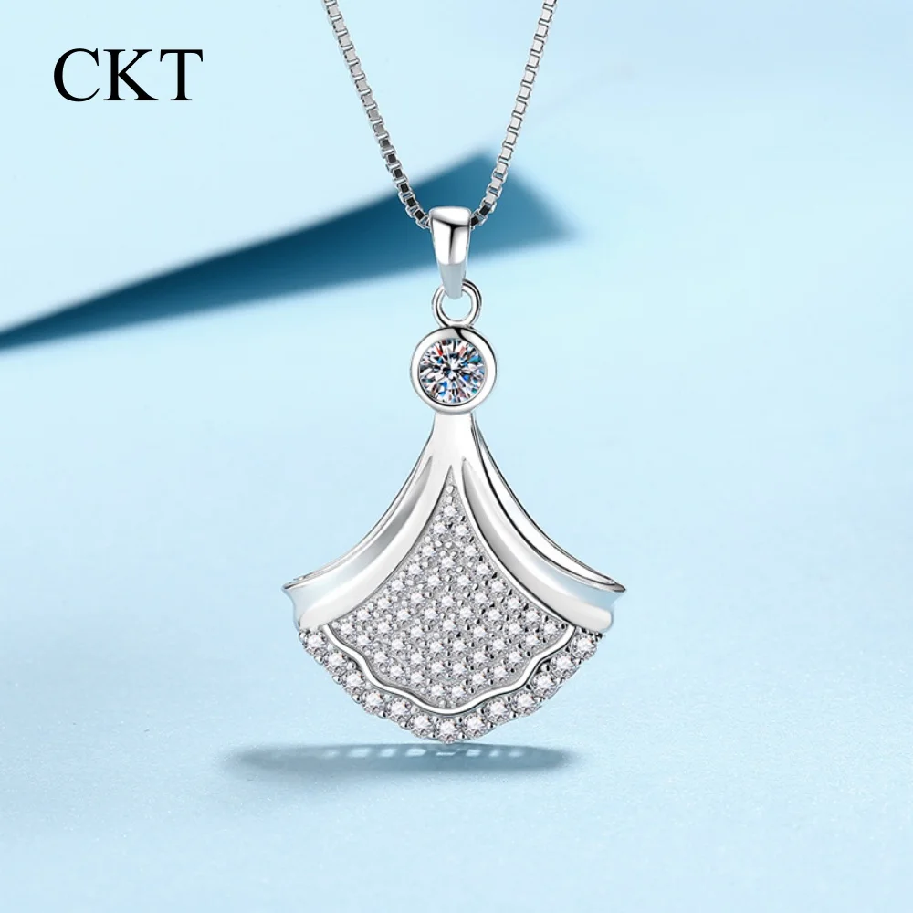 

Кулон-подвеска CKT из белого золота 18 карат и платины PT950 с муассанитом 0.879 карата для женщин, классический ограненный камень «Маркиз», изысканные ювелирные украшения для свадьбы, подарок